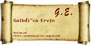 Galbács Ervin névjegykártya